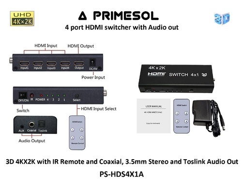 HDMI Switch 4x1 4K with Audio Output PS-HDS4X1A