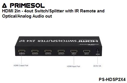 HDMI Switch Splitter 2in - 4out Primesol PS-HDSP2X4