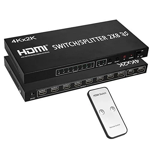 HDMI Switcher & Splitter 2 in 8 out Primesol PS-HDSP2X8